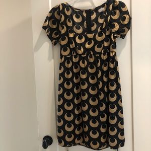KLD Signature Black and Gold Babydoll Dress